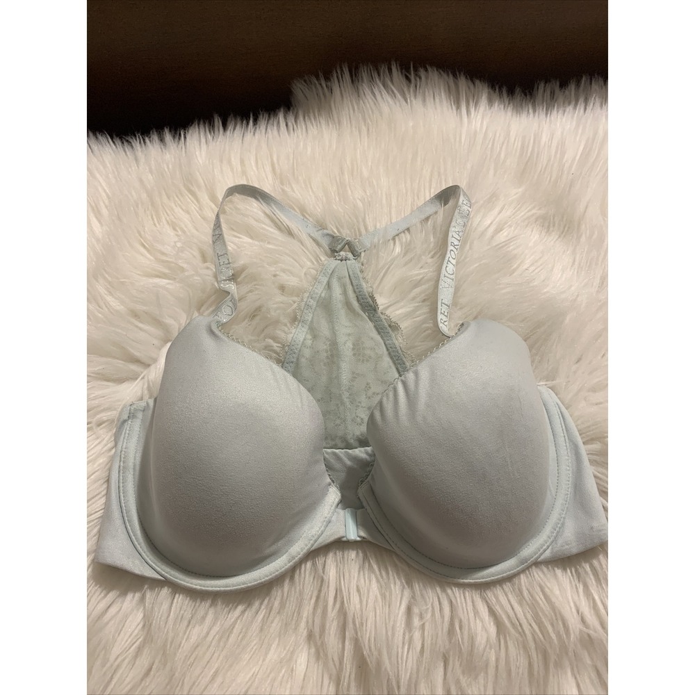victoria secret body by victoria bra lined demi 32DD blue front closure